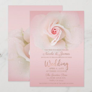 Invitation Belle Rose Rose Mouillée Douce Élégante Mariage