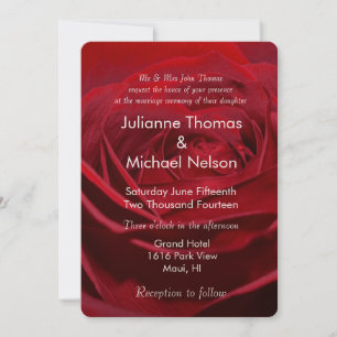 Invitation Belle Rose Rouge Mariage romantique
