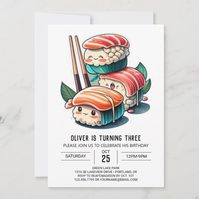 Invitation Belle rouleau de sushi Printemps (Devant)