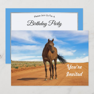 Invitation Belle route Brown Horse Photo Anniversaire