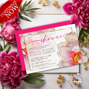 Invitation Belle Scarlet Peony Floral Couple Douche Couple