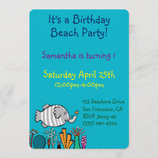 Invitation Belle scène de poisson éléphant avec corail