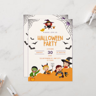 Invitation Belle soirée costume pour enfants ou traiter Hallo