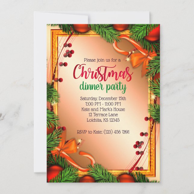 Invitation Belle soirée de Noël dans le cadre de Mistletoe (Devant)