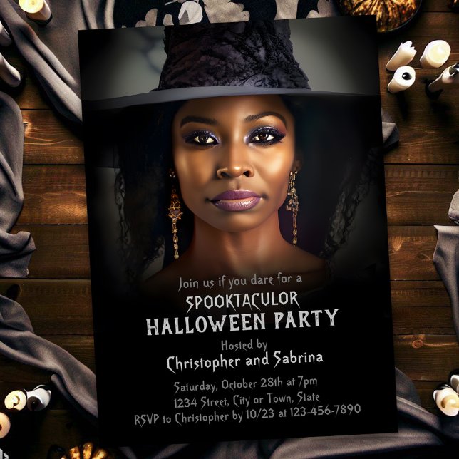 Invitation Belle sorcière fête d'Halloween (Créateur téléchargé)