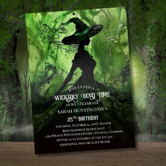 Invitation Belle Sorcière Peinte N'Importe Quel Âge Anniversa