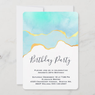 Invitation Belle Tropical Vert avec Frontière Or Anniversaire