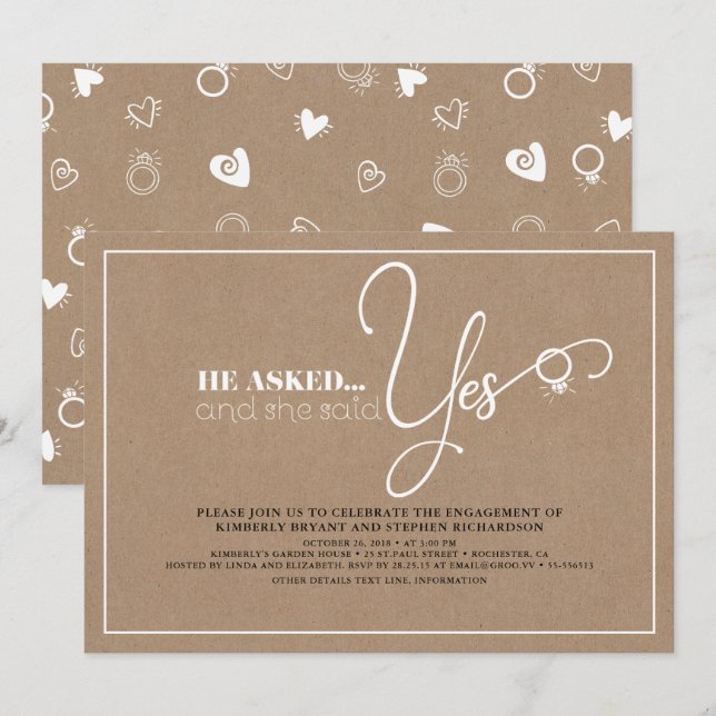 Invitation Belle typographie Jolie fête d'engagement moderne (Devant / Derrière)