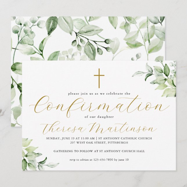 Invitation Belle verdure et confirmation croisée (Devant / Derrière)