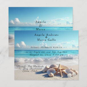 Invitation Belles Coquilles d'étoiles de mer Plage Mariage