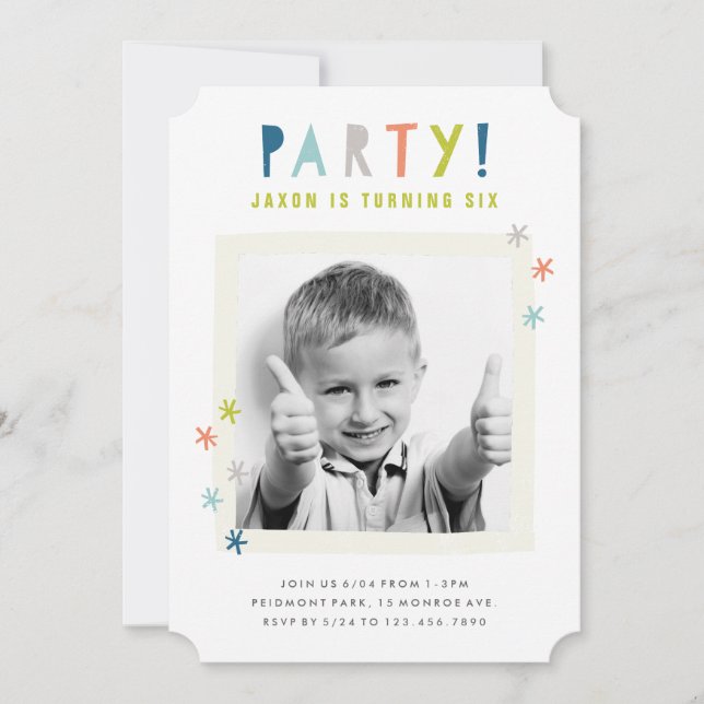 Invitation Belles Étoiles colorées | Boys fête d'anniversaire (Devant)