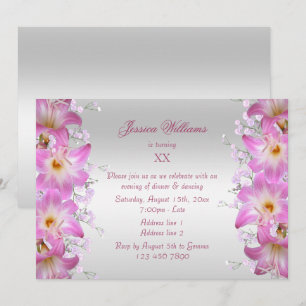 Invitation Belles Fleurs de Lis Belladone Anniversaire