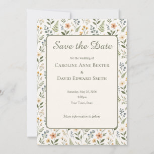 Invitation Belles fleurs sauvages neutres aux couleurs douces