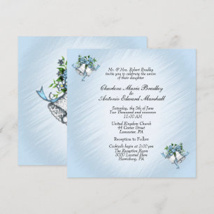 Invitation Bells Mariage bleu