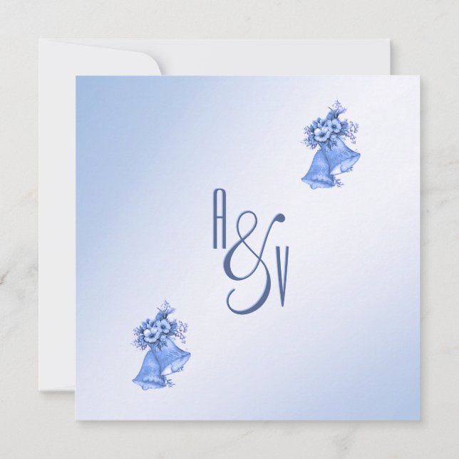 Invitation Bells Mariage bleu (Dos)