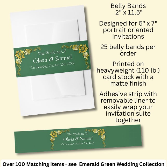 Invitation Belly Band - Emerald Green & Gold (Creator Uploaded)
