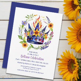 Invitation Beltane Fire Crown Summer Floral Sabbat Party