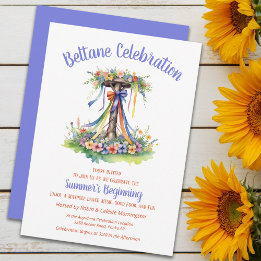 Invitation Beltane Maypole Summer Floral Sabbat Party