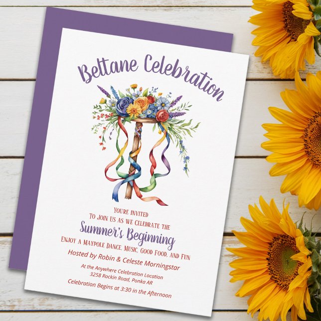 Invitation Beltane Maypole Summer Floral Sabbat Party (Beltane Maypole Summer Floral Sabbat Party Invitation by the Pagan Holidays shop)