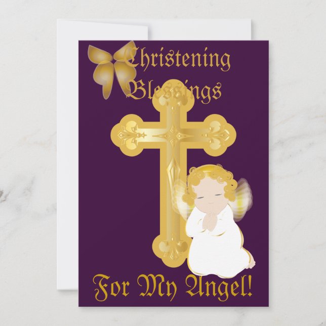 Invitation Bénédictions de baptême de mon ange - Personnalise (Devant)