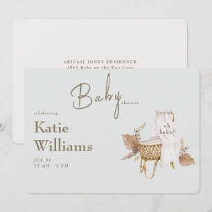 Invitation Berceau de bébé de douche de bébé Light Sage Boho 