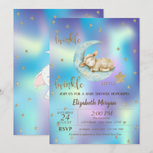 Invitation Berceuse Petite Étoile de Mouton Holographique po
