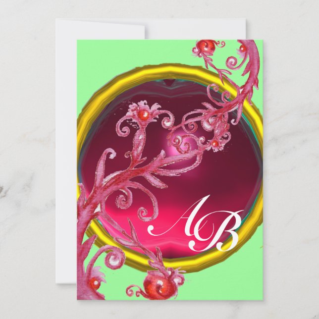 Invitation BÉRIES MAGIQUES 4, rubis rouge MONOGRAM (Devant)