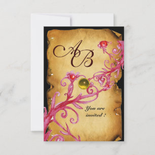 Invitation BÉRIES MAGIQUES MONOGRAM Parchemin Jaune rsvp