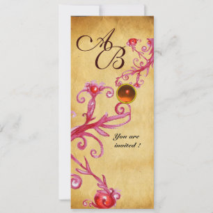 Invitation BÉRIES MAGIQUES MONOGRAM Parchemin Orange Agate