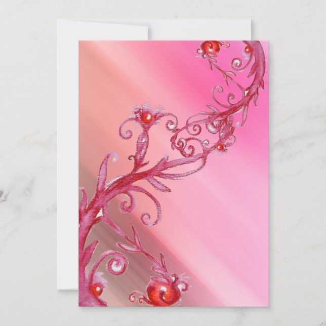 Invitation BÉRIES MAGIQUES, soie blanche rouge (Devant)