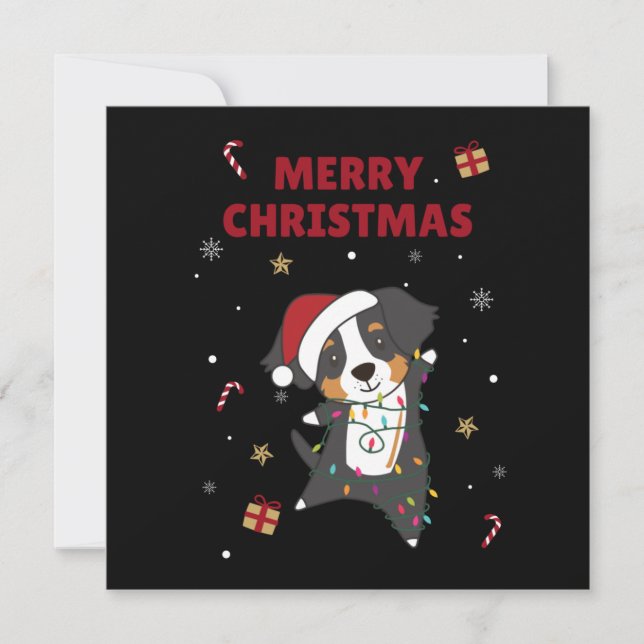 Invitation Bernese Joyeux Noël Joyeux Chiens de Noël Invit (Devant)