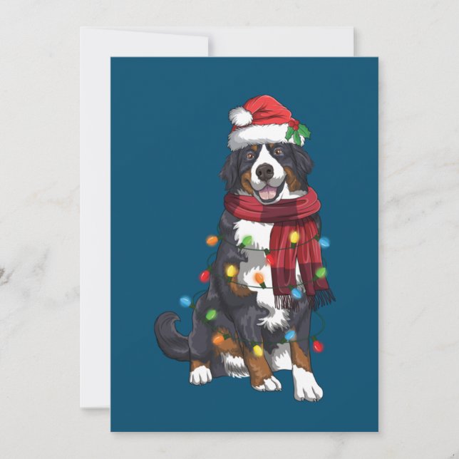 Invitation Bernese Mountain Christmas Light Amant chien drôle (Devant)