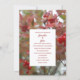Invitation Berries d'automne Photo Rustic Fall Leaves Mariage