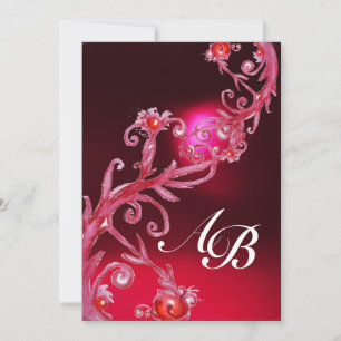 Invitation BERRIES MAGIQUES 4, Bourgogne rouge MONOGRAM