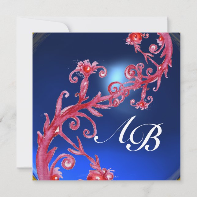 Invitation BERRIES MAGIQUES 4, Champagne saphir rouge MONOGRA (Devant)