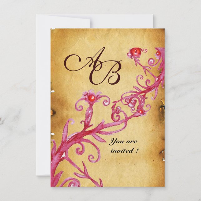 Invitation BERRIES MAGIQUES MONOGRAM parchemin de sceaux de c (Devant)