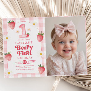Invitation Berry aux fraises première photo d'anniversaire