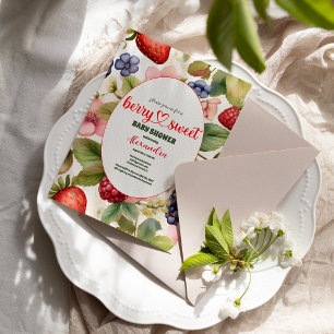Invitation Berry Baby shower doux Fleurs et baies sauvages