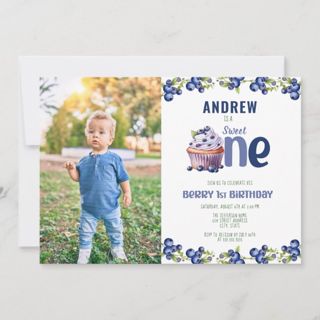 Invitation Berry Blueberry Premier anniversaire (Devant)