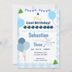 Invitation Berry Cool Birthday - Blueberry Birthday Invitatio