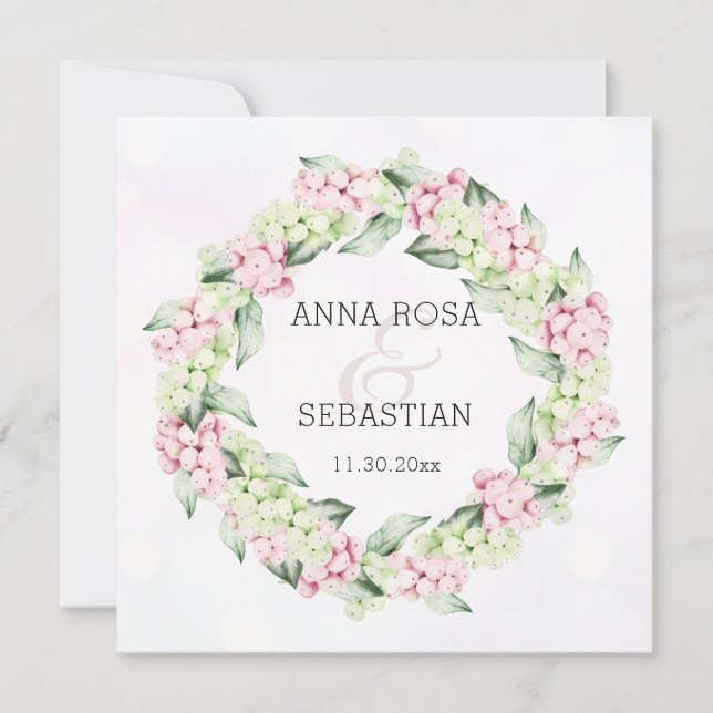 Invitation *~* Berry de neige hivernale AR12 Boho QR Mariage  (Devant)