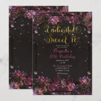 Berry Enchanted Rose Floral Gold Sweet 16 Party