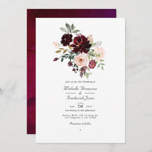 Invitation Berry et Blush Floral QR Code RSVP Mariage