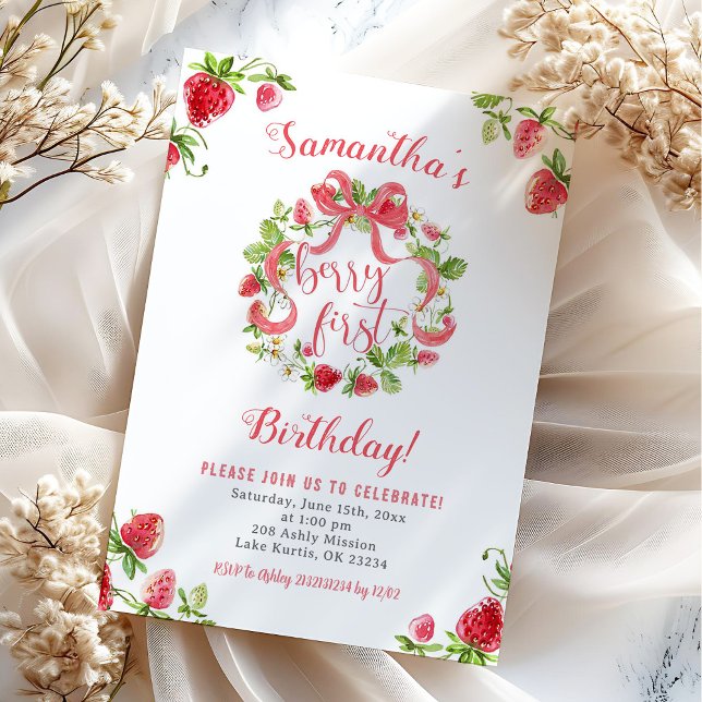Invitation Berry Fille Pink Premier anniversaire (Créateur téléchargé)