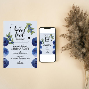 Invitation Berry First   1er anniversaire   Blueberry   Bleu