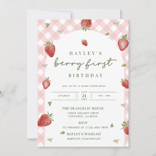 Invitation Berry First Birthday (Devant)