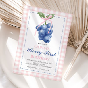 Invitation Berry First Blueberry Arc-en-ciel Anniversaire Coq