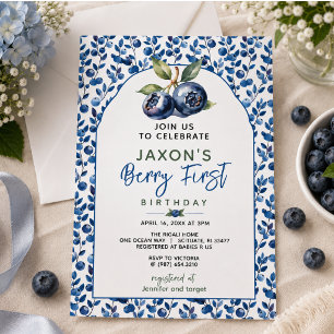 Invitation Berry First Blueberry Fête du premier anniversaire