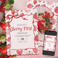 Berry First Coquette Pink Bow Photo 1er Anniversai