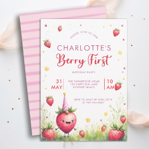 Invitation Berry First Patch de fraises roses 1er anniversair